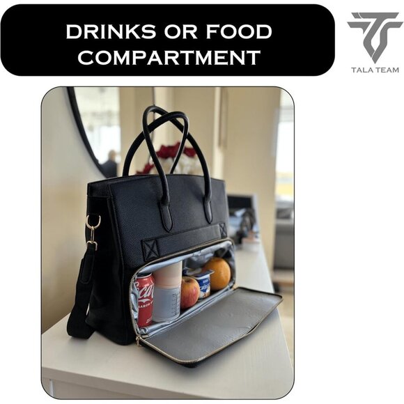Tala Team Tote Bag Black Womens Insulated Lunch Compartment Handbag - Picture 2 of 7